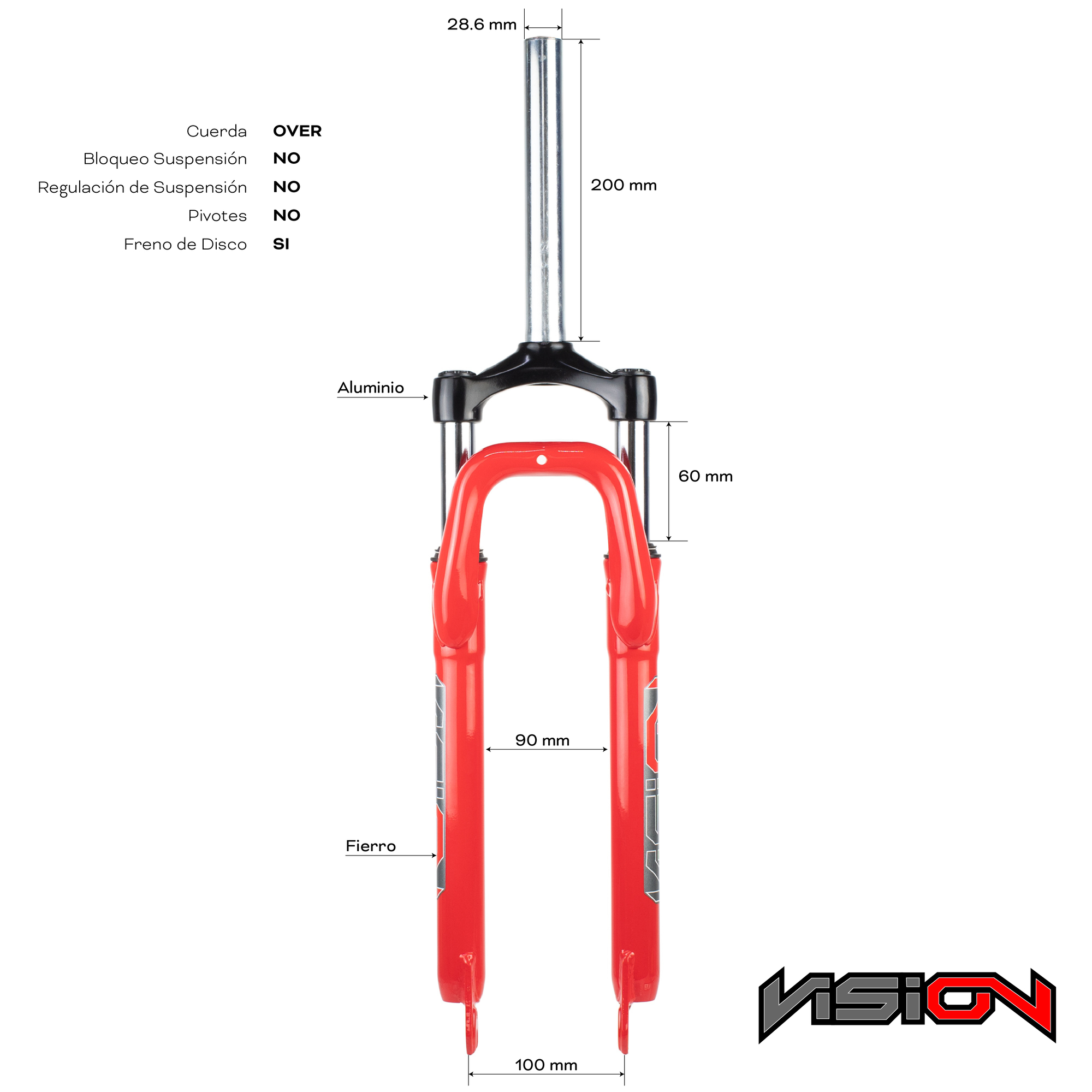 Foto 2 | Suspension Vision Para Bicicleta R29 Freno Disco Ys-7404 Color Rojo