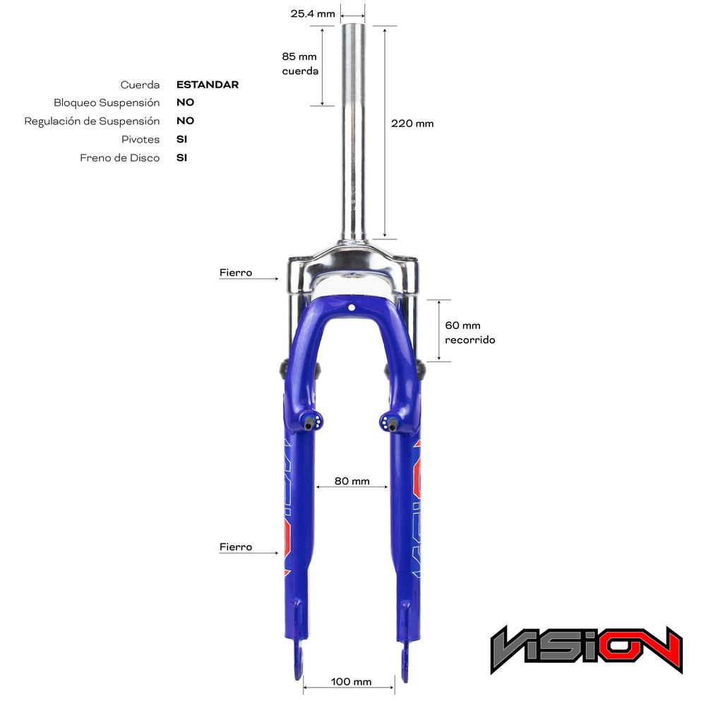 Foto 2 | Suspensión para Bicicleta Vision 325DB R26 STD Freno Disco color Azul