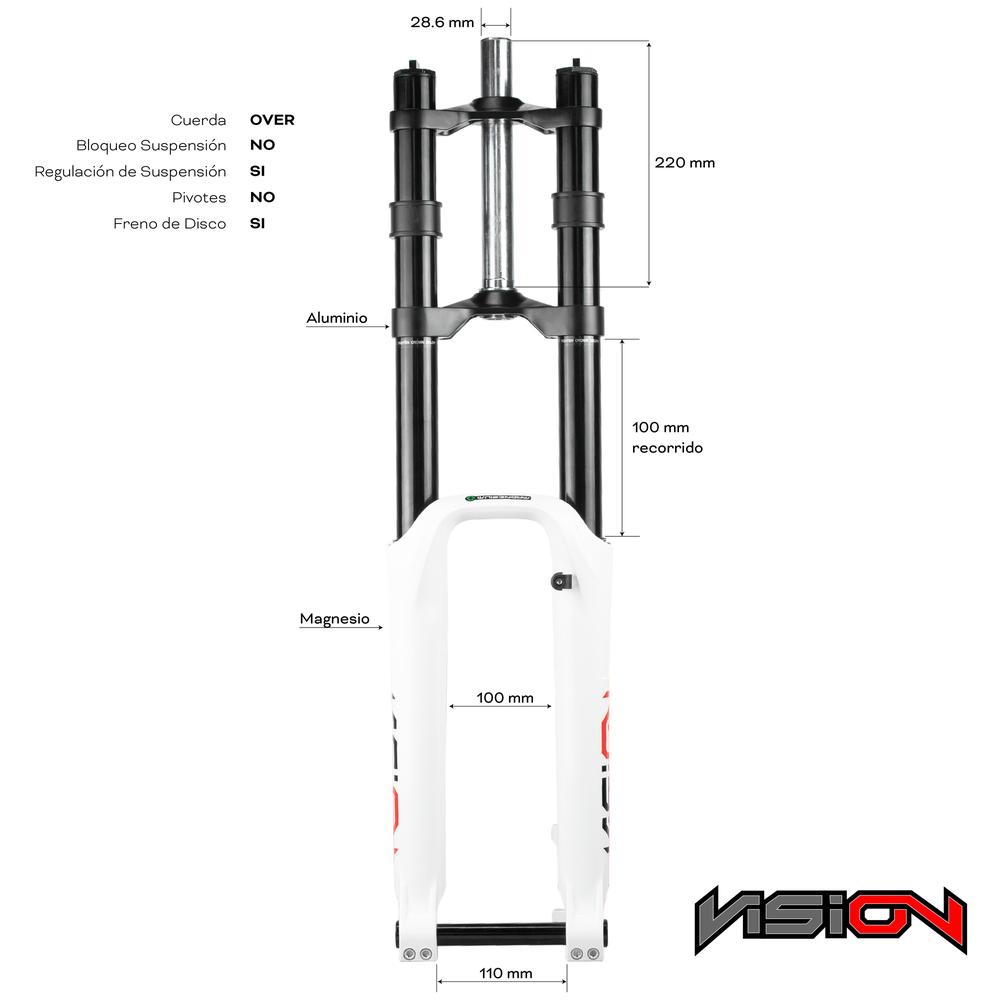 Foto 2 | Suspension para Bicicleta Vision 650DH color Blanco R26 MTB Aluminio DH Freno Disco