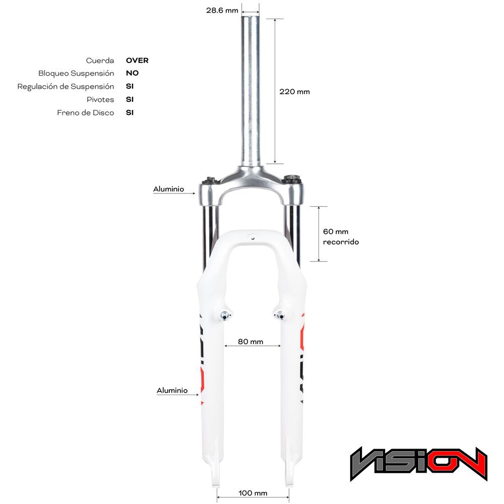 Foto 3 pulgar | Suspensión para Bicicleta Vision R26 Std Freno de Disco color Blanco