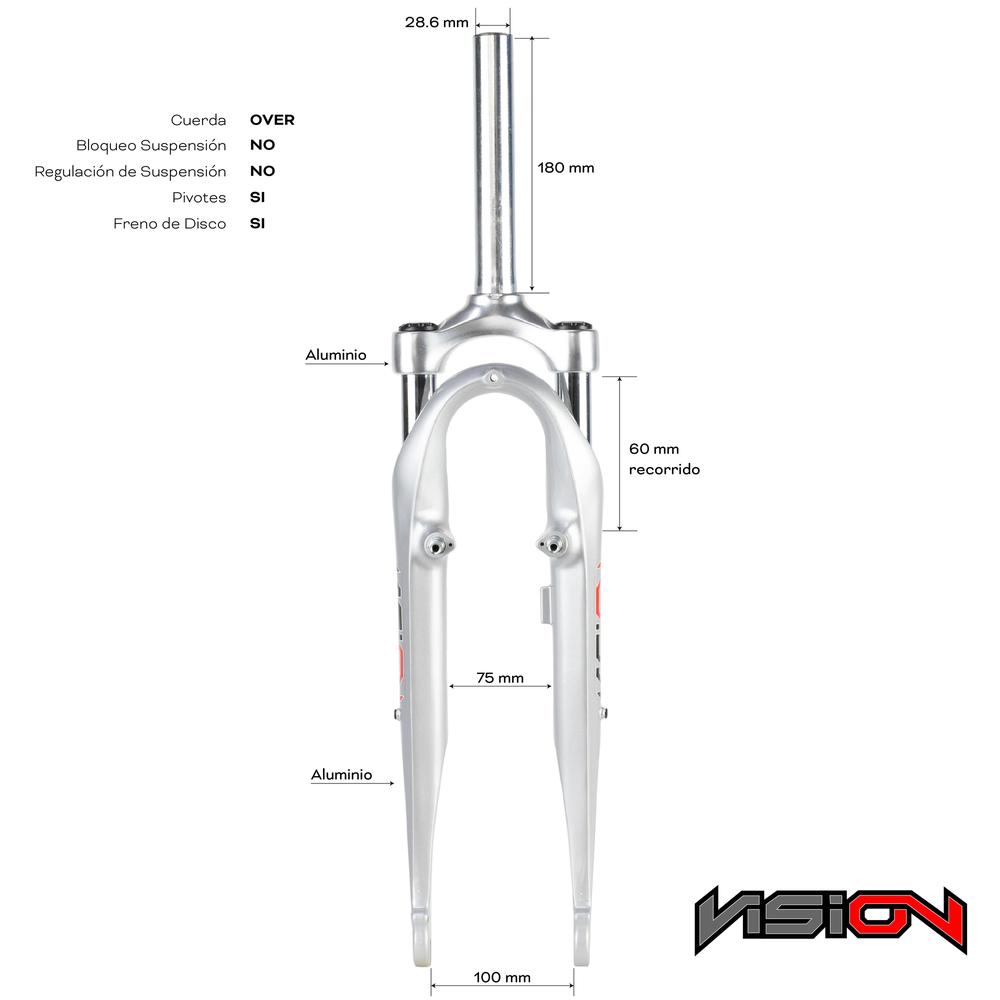 Foto 2 | Suspension para Bicicleta Vision R700 Over Aluminio Vbrake 142A color Plata