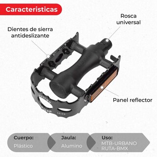 Foto 3 | Pedal de Montaña para Bicicleta Genérico Luca Aluminio color Negro