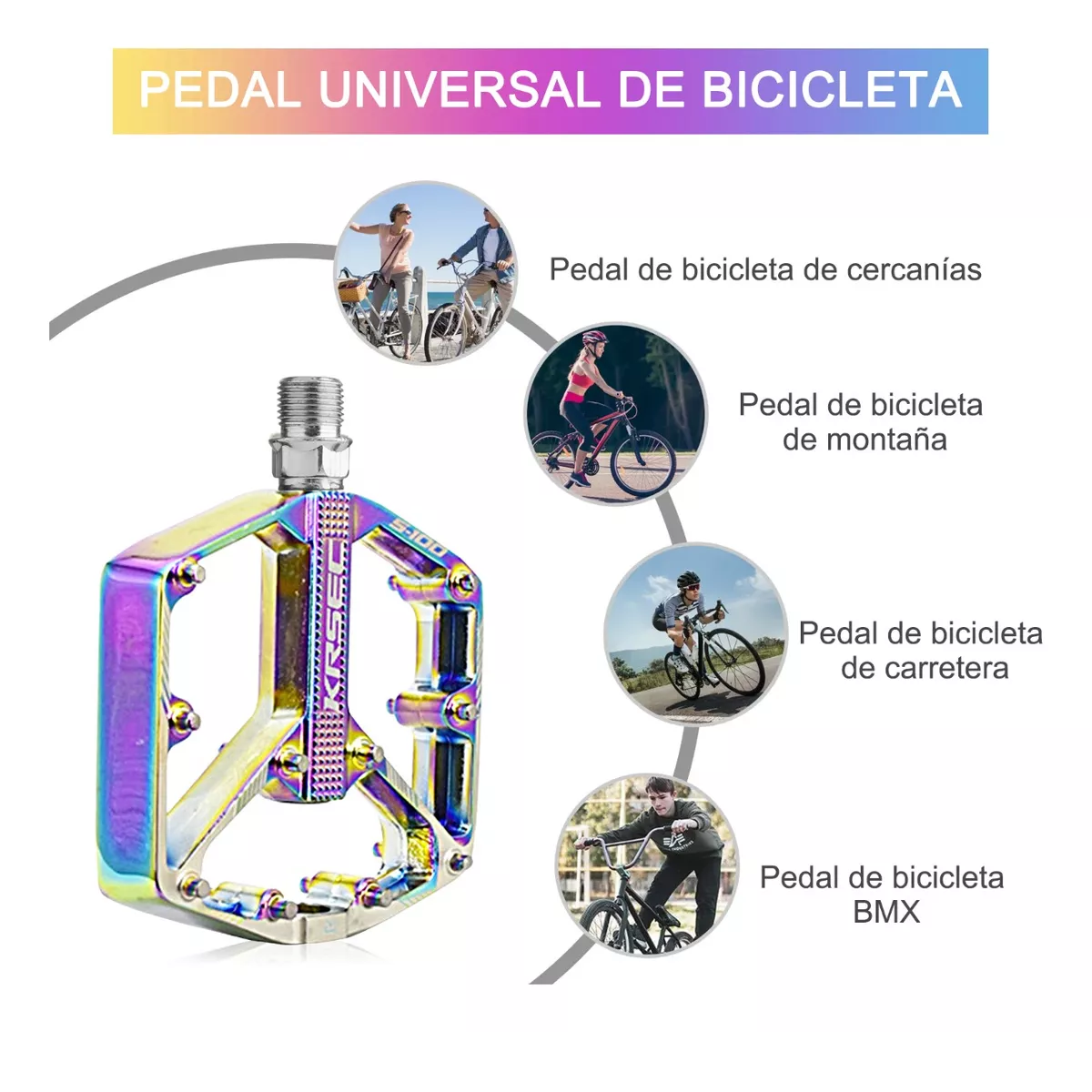 Foto 4 pulgar | Pedales Para Bicicleta De Carretera Eo Safe Imports Esi-10705 De Aleación Aluminio Tornasol