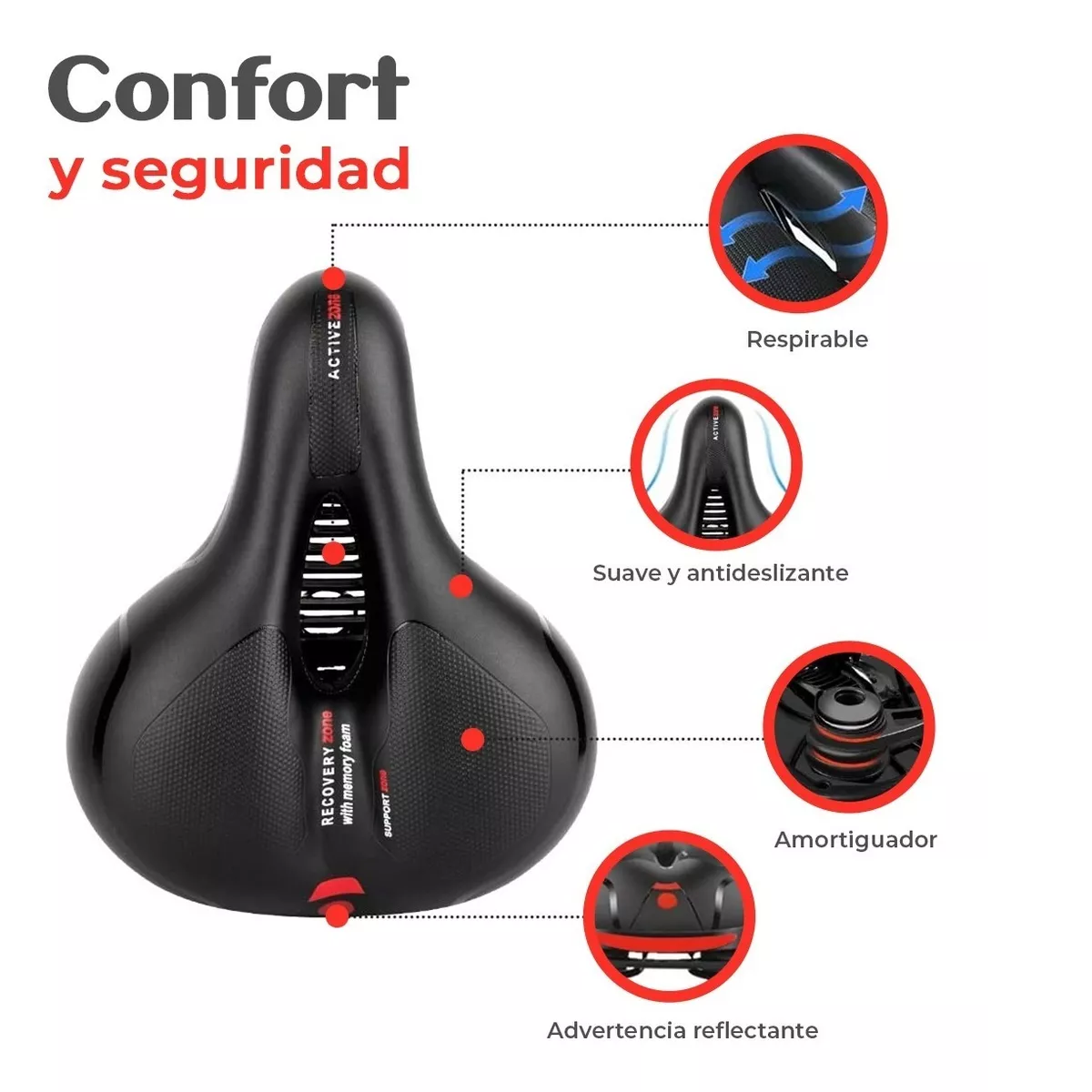 Foto 4 pulgar | Asiento Sillin Bicicleta Eo Safe Imports Esi-4835 color Negro