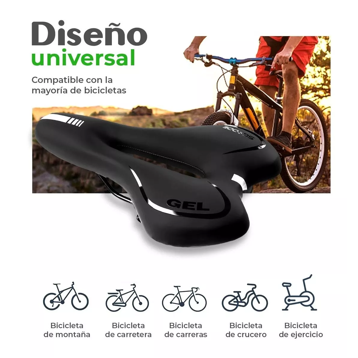 Foto 4 pulgar | Asiento para Bicicleta Eo Safe Imports Esi4836 de Gel color Negro