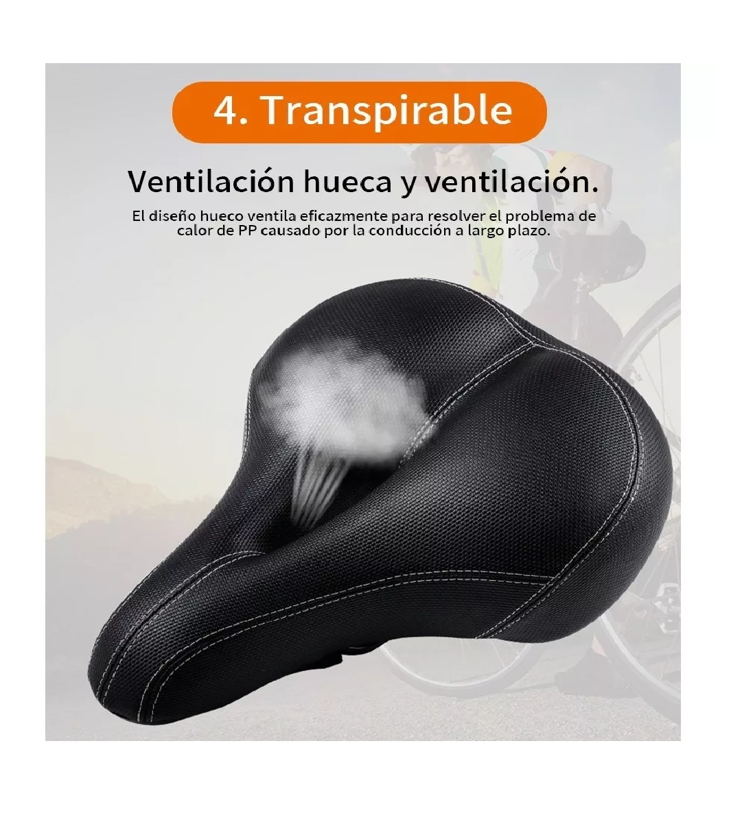 Foto 4 pulgar | Asiento de Bicicleta con Cojín Suave y Luz Trasera Eo Safe Imports Esi-7385 color Negro