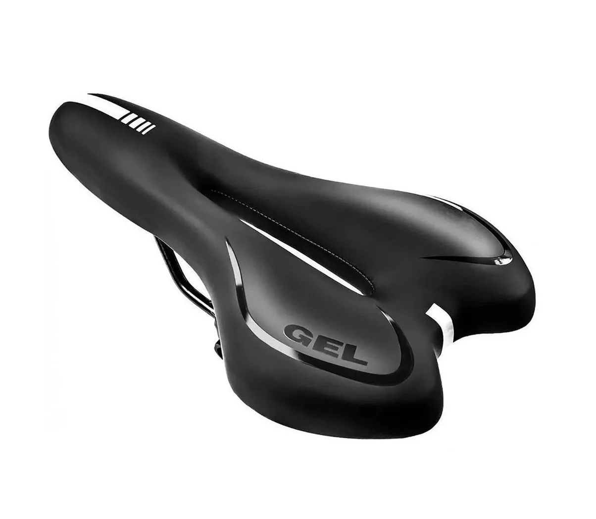 Foto 2 pulgar | Asiento de Bicicleta GEL con Cojín Suave Acolchonada Negro Linea Blanca