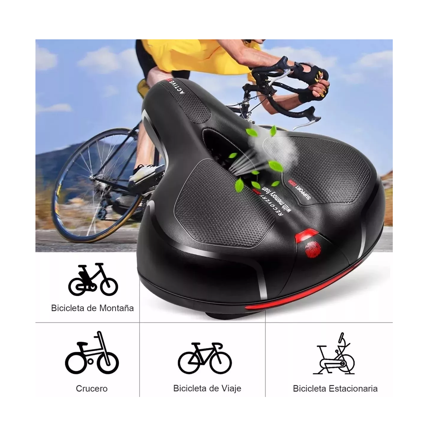 Foto 4 pulgar | Asiento Suave Cómodo para Bicicleta de Montaña Negro