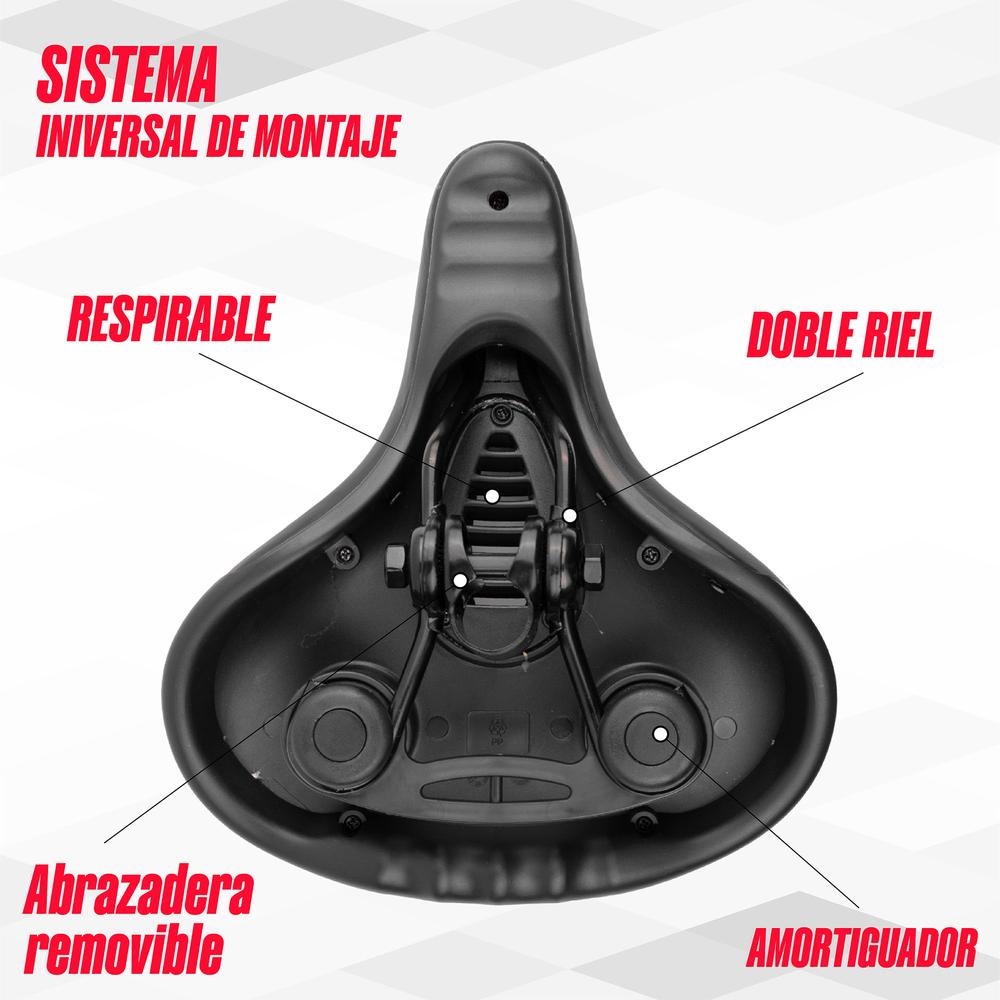 Foto 5 | Asiento Mariluz para Bicicleta WL-191E-2 Urbana Negra Antiprostático  255x200 mm