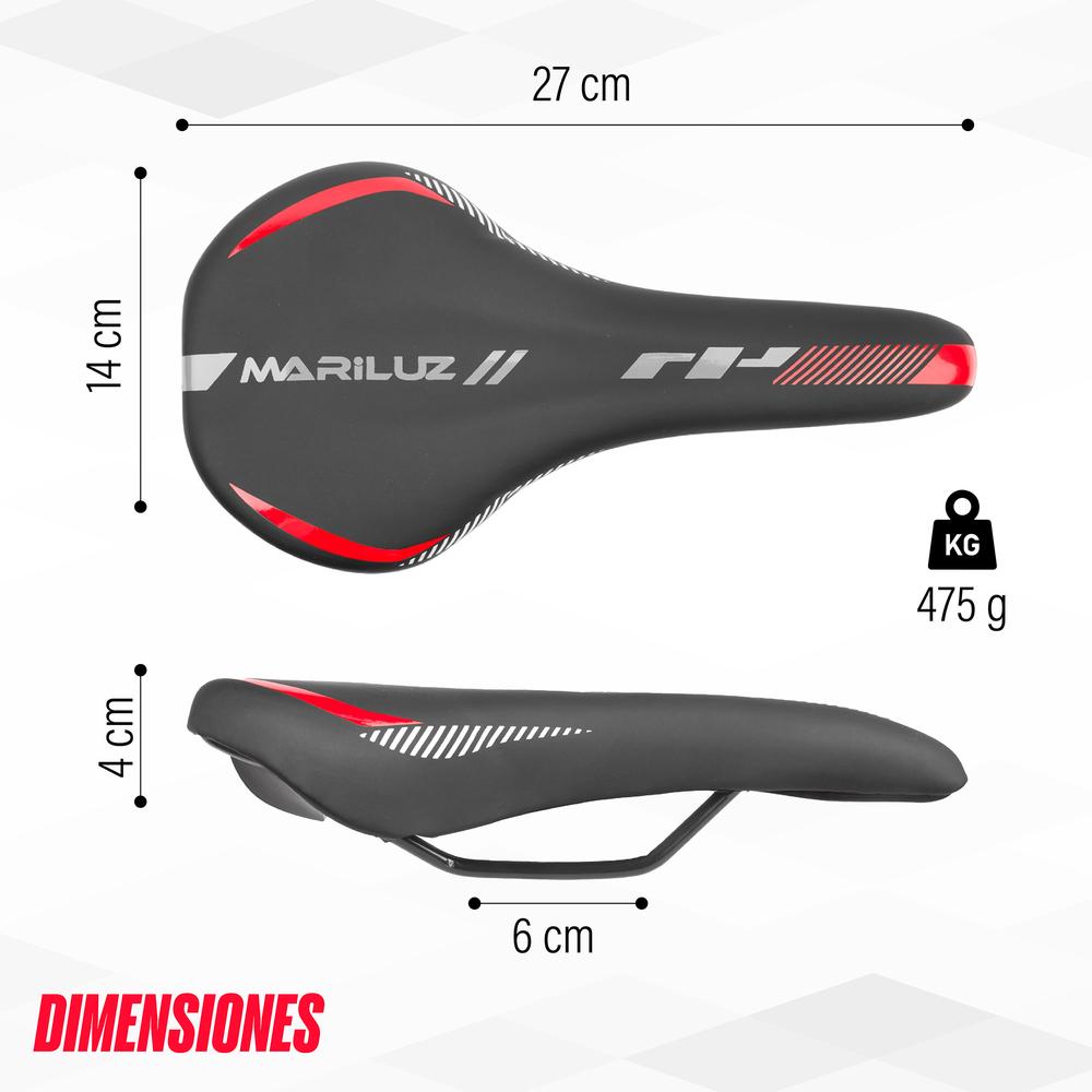 Foto 3 pulgar | Asiento Para Bicicleta Mtb Negro Rojo Wl-1138-1 Mariluz