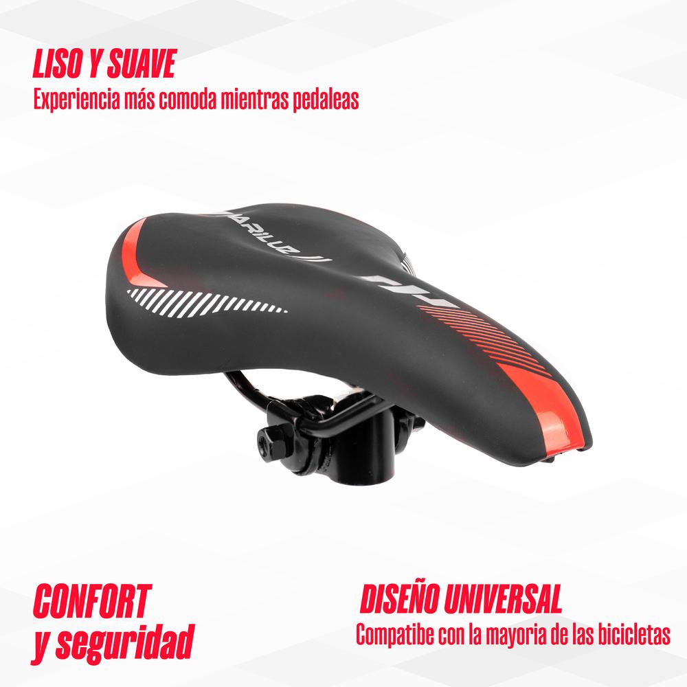 Foto 4 pulgar | Asiento Para Bicicleta Mtb Negro Rojo Wl-1138-1 Mariluz