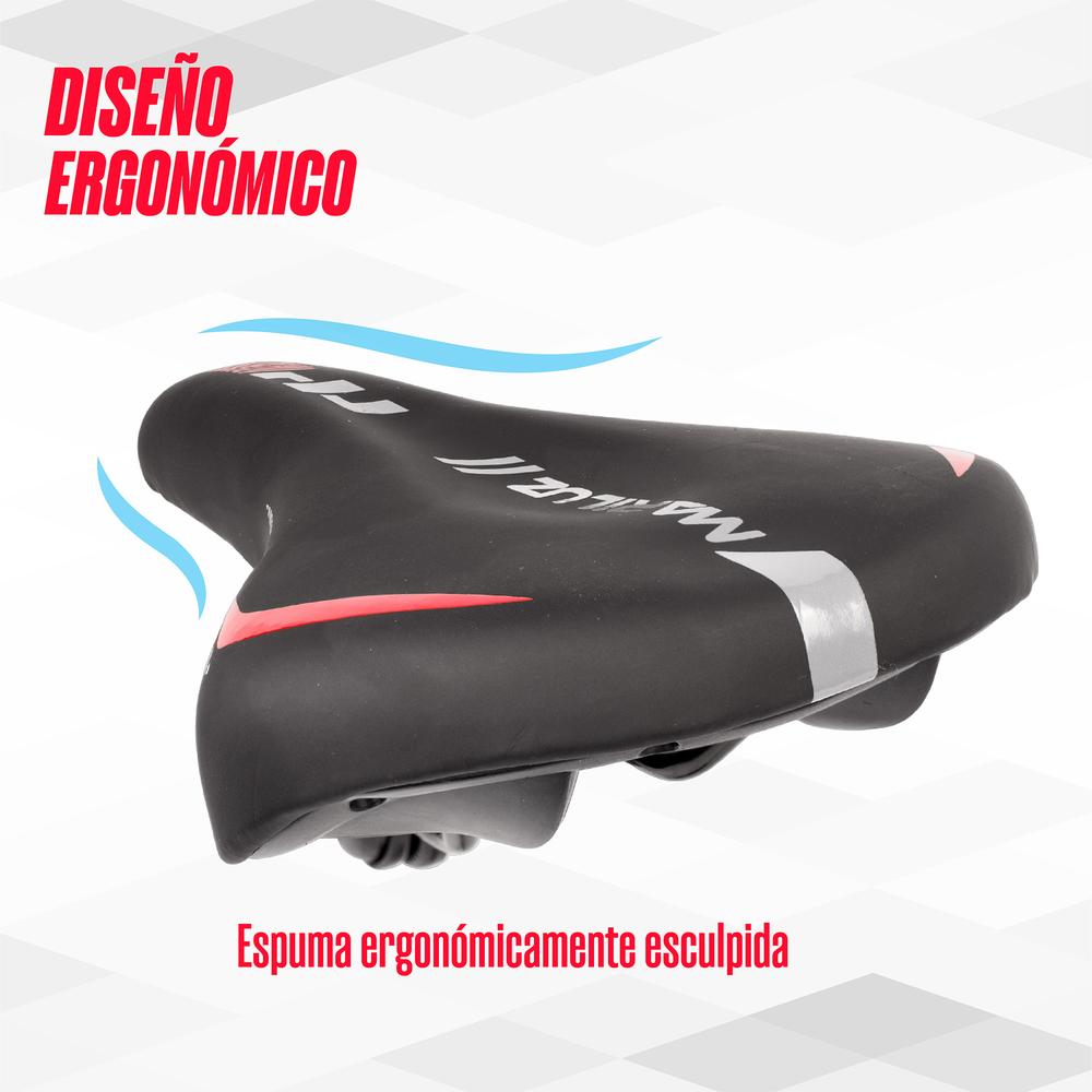 Foto 5 pulgar | Asiento Para Bicicleta Mtb Negro Rojo Wl-1138-1 Mariluz