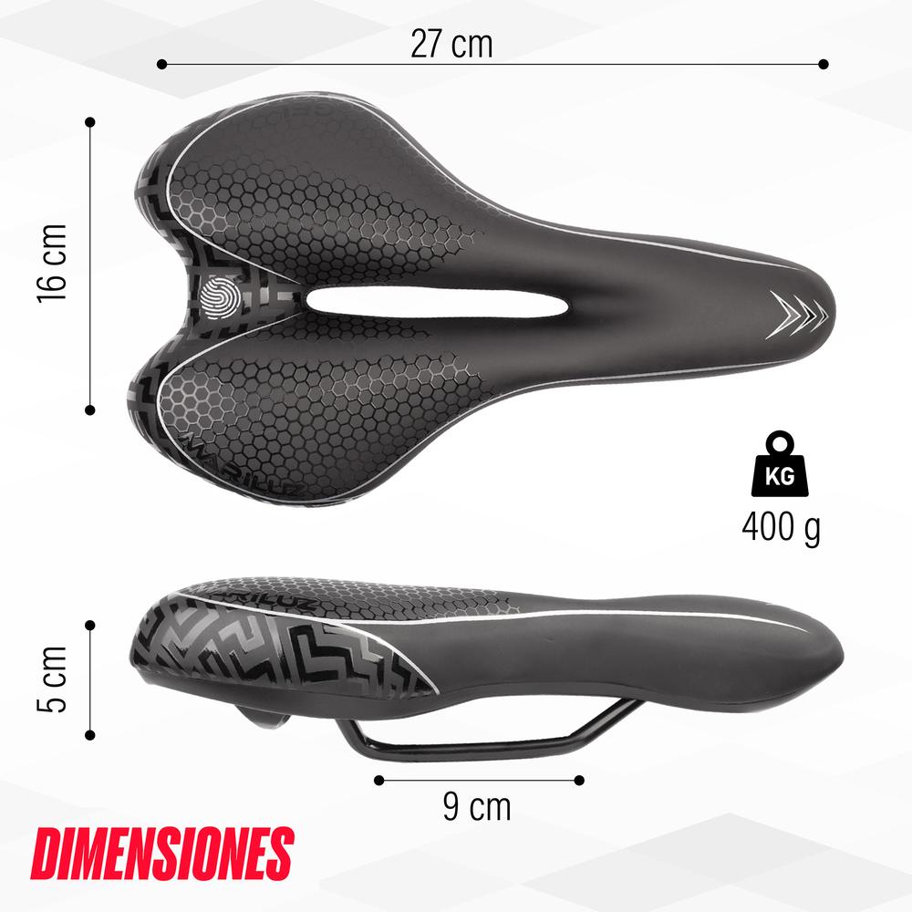 Foto 3 pulgar | Asiento para Bicicleta de Montaña Mariluz  1090-1fm Antiprostático 275 x 160 mm Negro