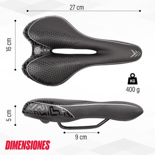 Foto 2 | Asiento para Bicicleta de Montaña Mariluz 1090-1fm Antiprostático 275 x 160 mm Negro