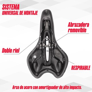 Foto 5 | Asiento para Bicicleta de Montaña Mariluz 1090-1fm Antiprostático 275 x 160 mm Negro