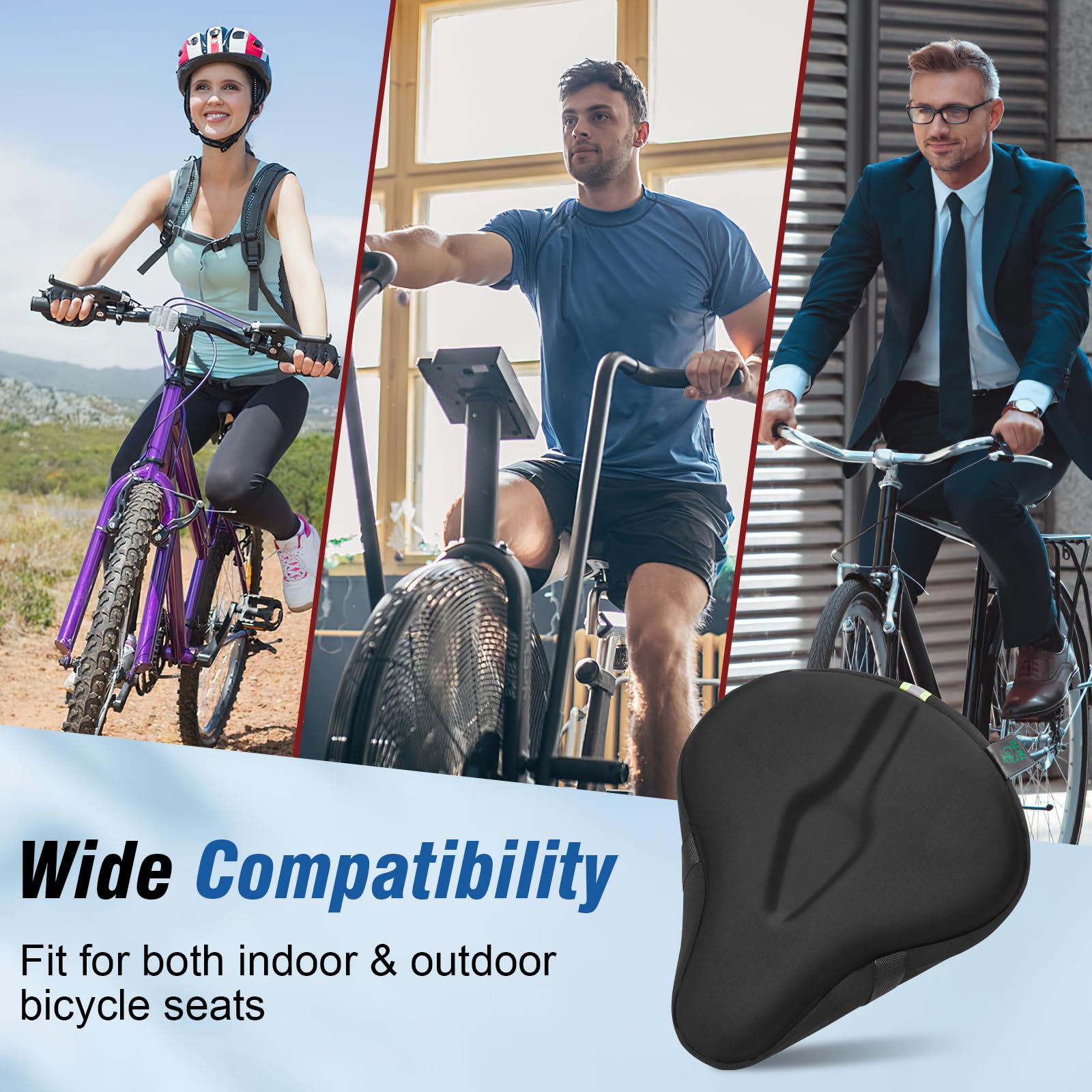 Foto 7 pulgar | Cojín De Asiento De Bicicleta Zacro Acolchado En Gel Para Hombre Y Mujer, Color Negro - Venta Internacional.