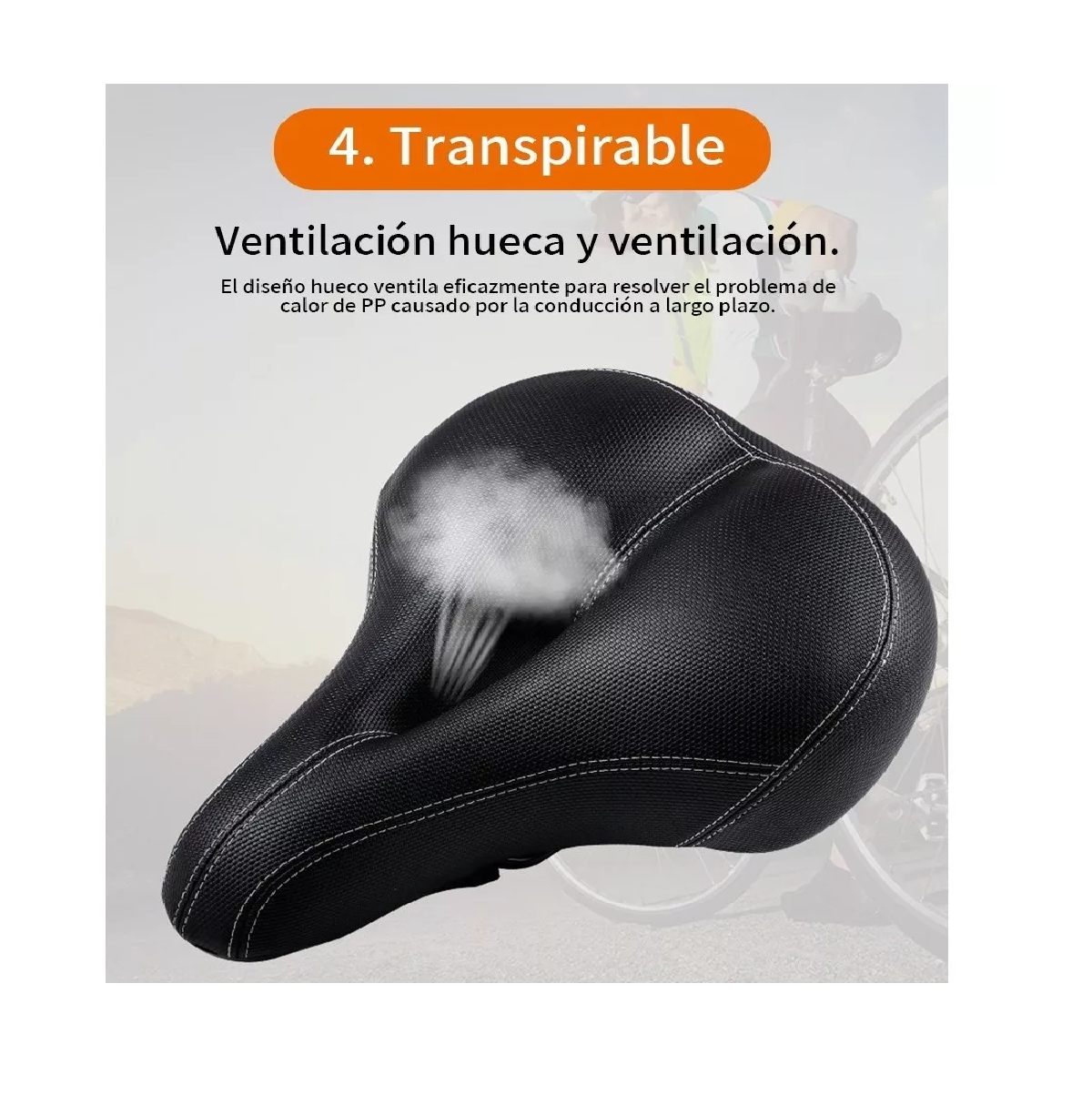 Foto 3 | Asiento De Bicicleta Cómodo Con Cojín Suave Y Luz Trasera Eo Safe Imports Esi-7385-1 Negro