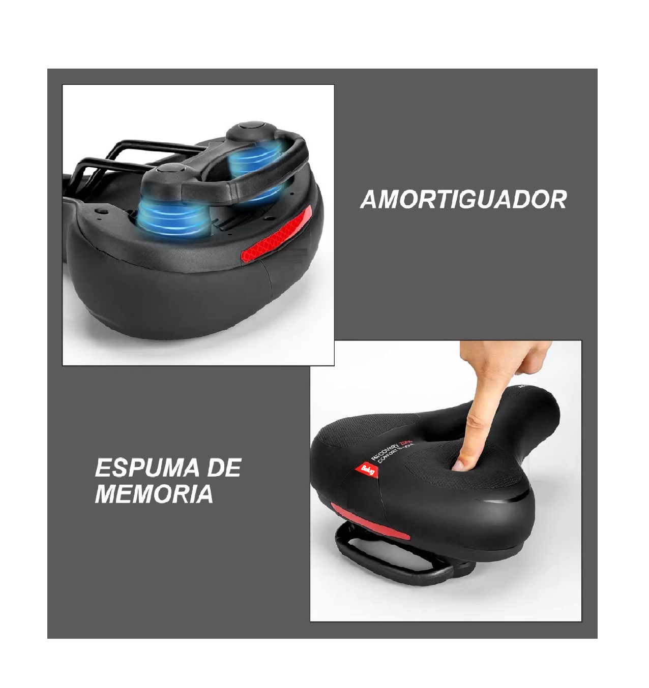 Foto 5 pulgar | Asiento De Bicicleta 22cm Ancho Negro Belug