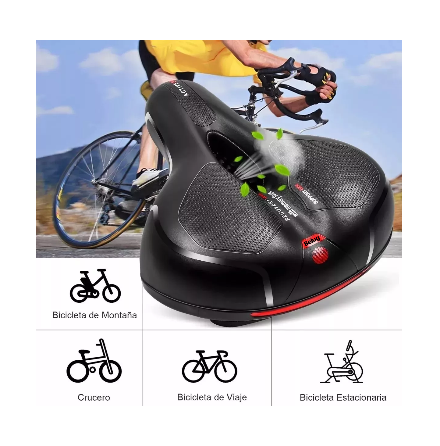 Foto 3 | Asiento Suave Cómodo Para Bicicleta Belug De Montaña Negro