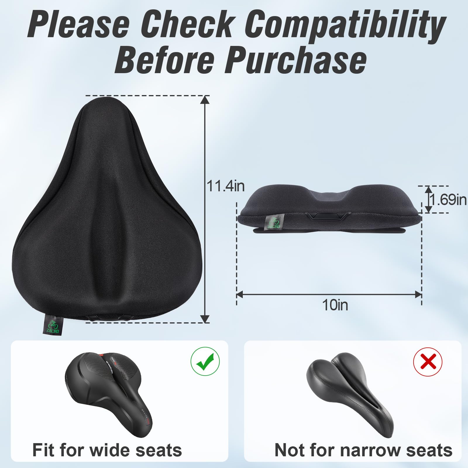 Foto 3 pulgar | Cojín De Asiento De Bicicleta Zacro Acolchado En Gel Para Hombres Y Mujeres - Venta Internacional.
