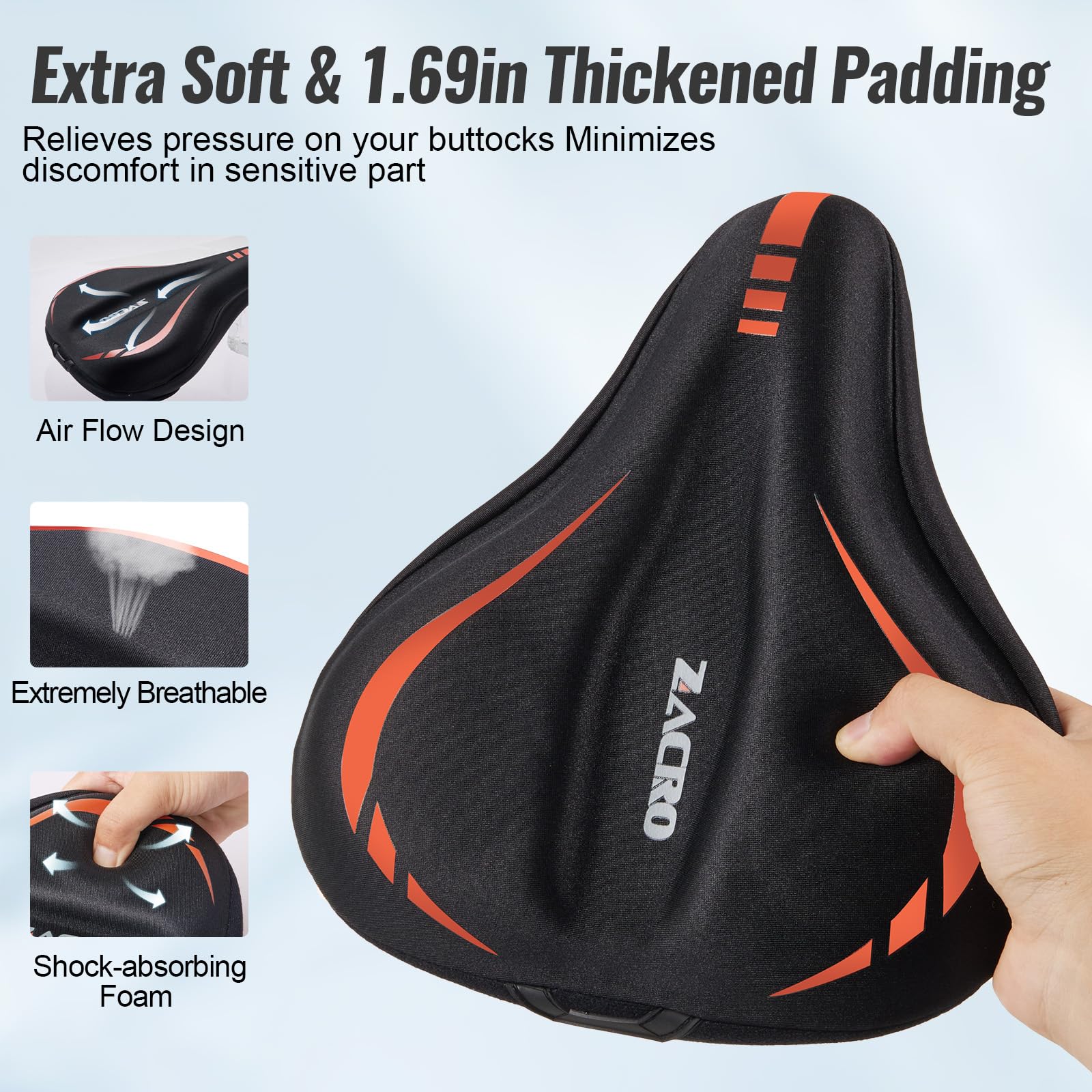 Foto 5 pulgar | Cojín De Asiento De Bicicleta Zacro Acolchado En Gel Para Hombres Y Mujeres - Venta Internacional.