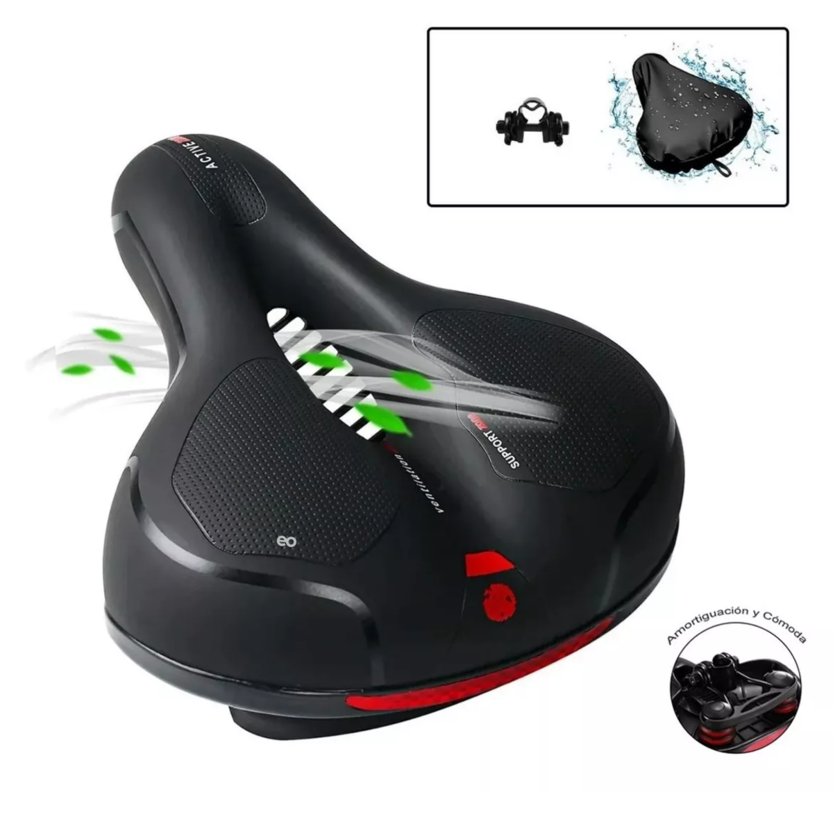 Foto 2 | Asiento Sillin Bicicleta Mtb Cojin Suave Comodo Prostatico Eo Safe Imports Esi-7641-1 Negro