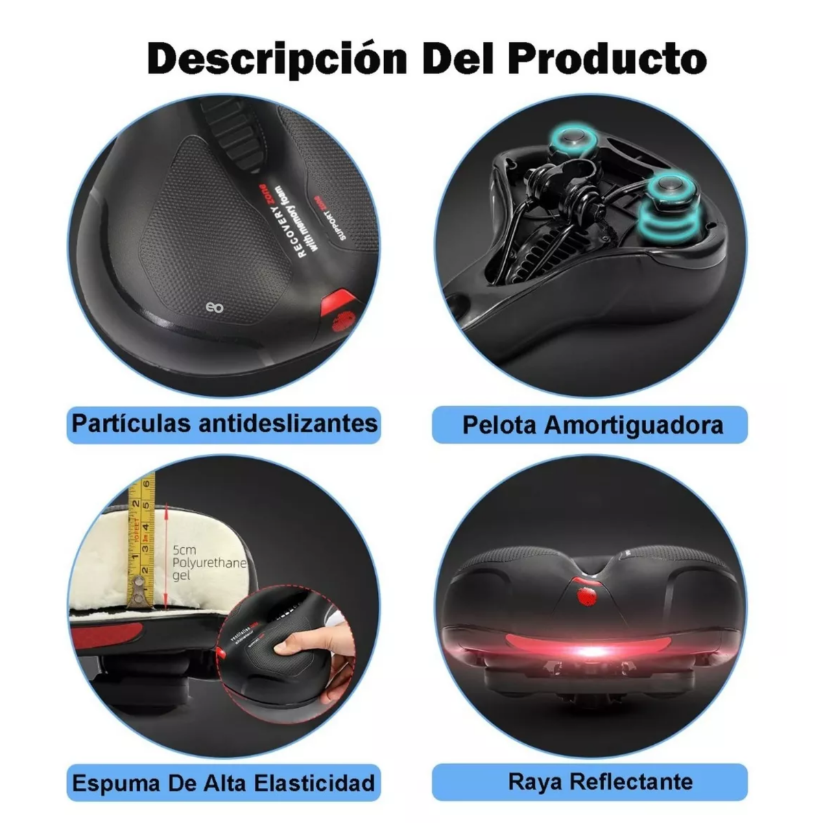 Foto 3 | Asiento Sillin Bicicleta Mtb Cojin Suave Comodo Prostatico Eo Safe Imports Esi-7641-1 Negro