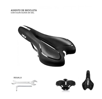 Foto 4 | Asiento Cómodo De Bicicleta Con Cojín Suave Lab.g Gel Acolchonada Negro Linea Blanca