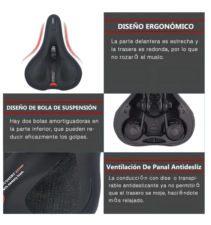 Foto 4 pulgar | Asiento Sillin Bicicleta Xtellar Cojin Suave Comodo Prostatico