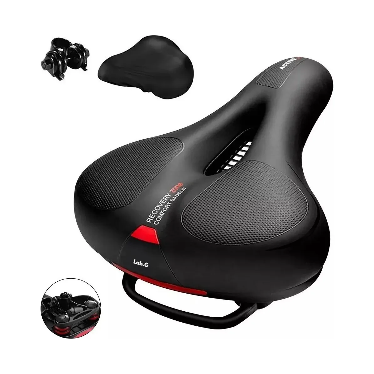 Foto 5 pulgar | Sillín De Bicicleta Suave Y Cómodo Con Manija 22cm Ancho Negro
