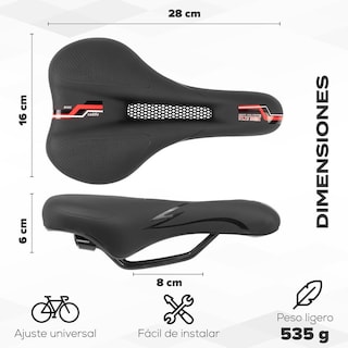 Foto 2 | Asiento Para Bicicleta Antiprostatico Negro Con Vivos Rojos Tl-2162 Teide