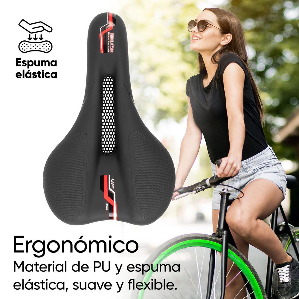 Foto 5 pulgar | Asiento Para Bicicleta Antiprostatico Negro Con Vivos Rojos Tl-2162 Teide