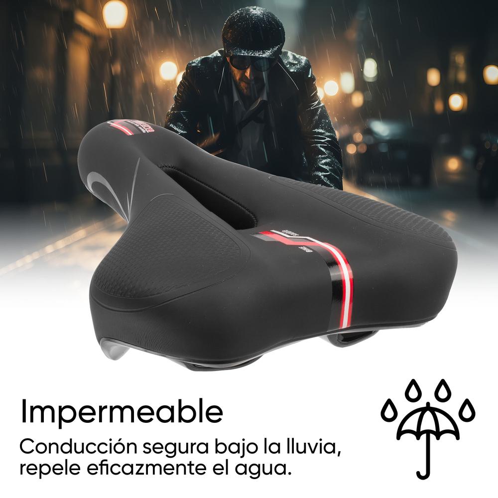 Foto 6 pulgar | Asiento Para Bicicleta Antiprostatico Negro Con Vivos Rojos Tl-2162 Teide
