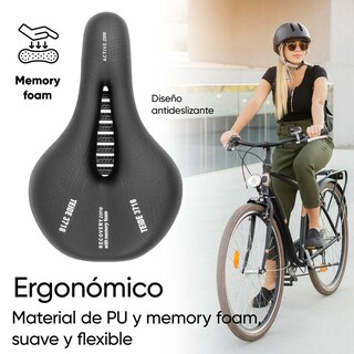 Foto 4 | Asiento Para Bicicleta De Memory Foam Antiprostatico Negro Tl-2176 Teide