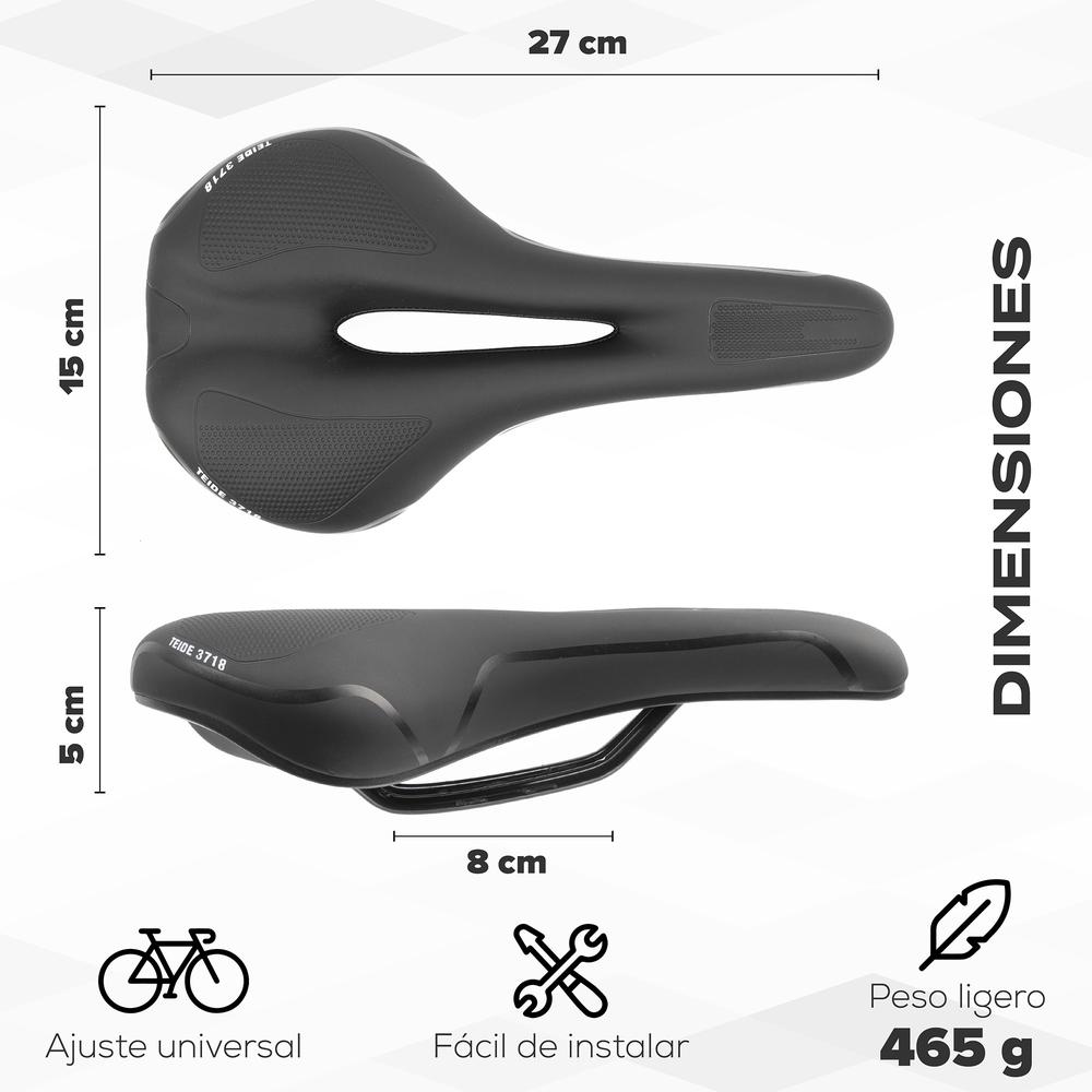 Foto 3 pulgar | Asiento Para Bicicleta 270 X 150mm Antiprostatico Negro Tl-2006 Teide