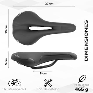 Foto 2 | Asiento Para Bicicleta 270 X 150mm Antiprostatico Negro Tl-2006 Teide