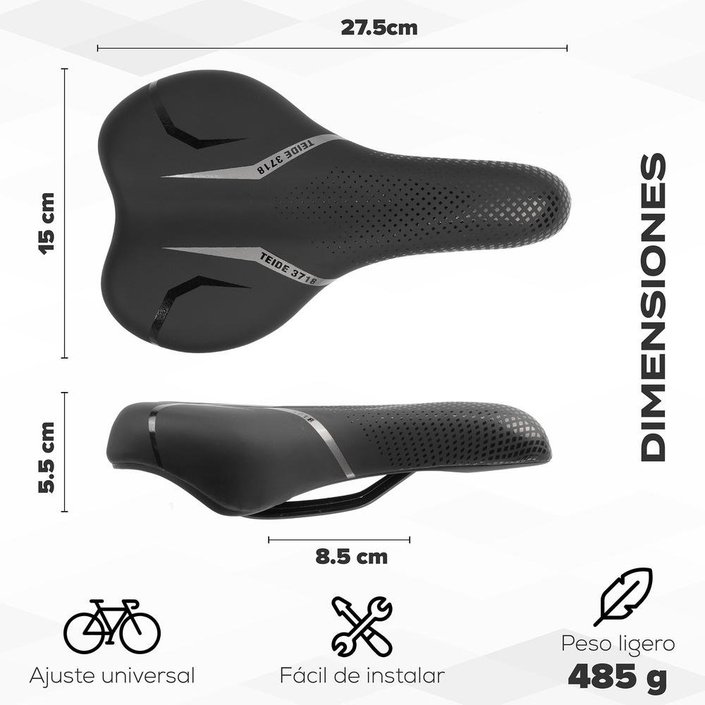 Foto 3 pulgar | Asiento Para Bicicleta 275 X 150mm Negro Tl-2106 Teide
