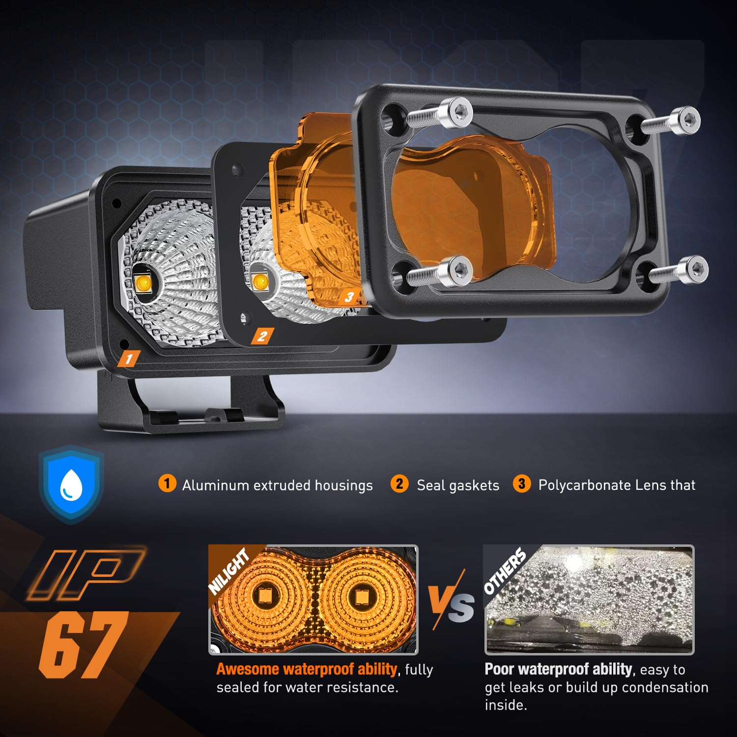 Foto 5 pulgar | Reflector Led Nilight Para Motocicleta, Color Ámbar, De 3 Pulgadas, 1070 Lúmenes - Venta Internacional.