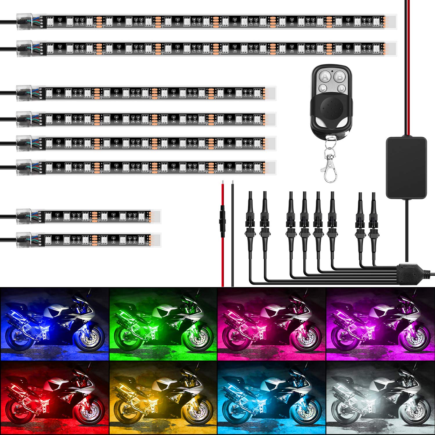 Foto 2 pulgar | Kit De Luces Led Nilight Rgb Para Motocicleta, Resistente Al Agua, 8 Piezas - Venta Internacional.