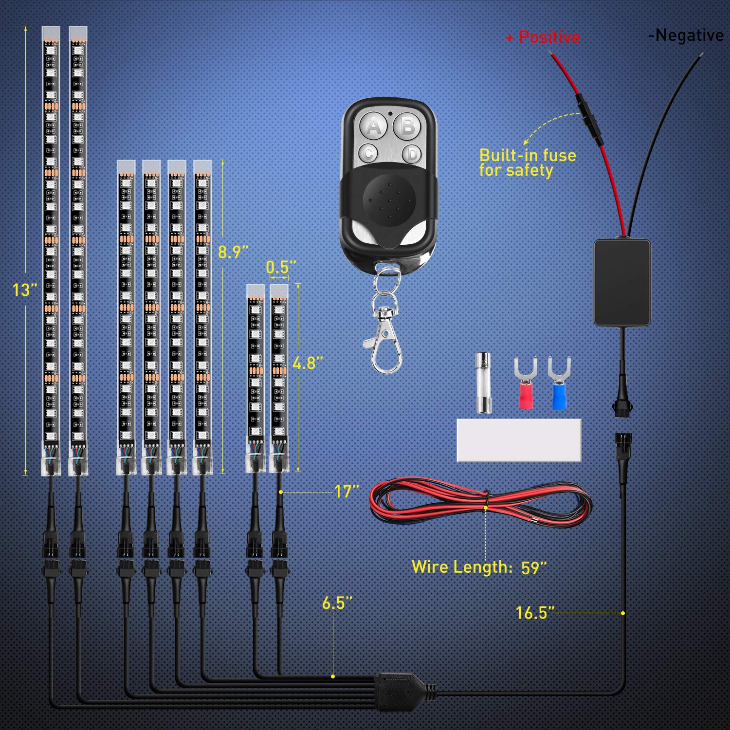 Foto 4 pulgar | Kit De Luces Led Nilight Rgb Para Motocicleta, Resistente Al Agua, 8 Piezas - Venta Internacional.