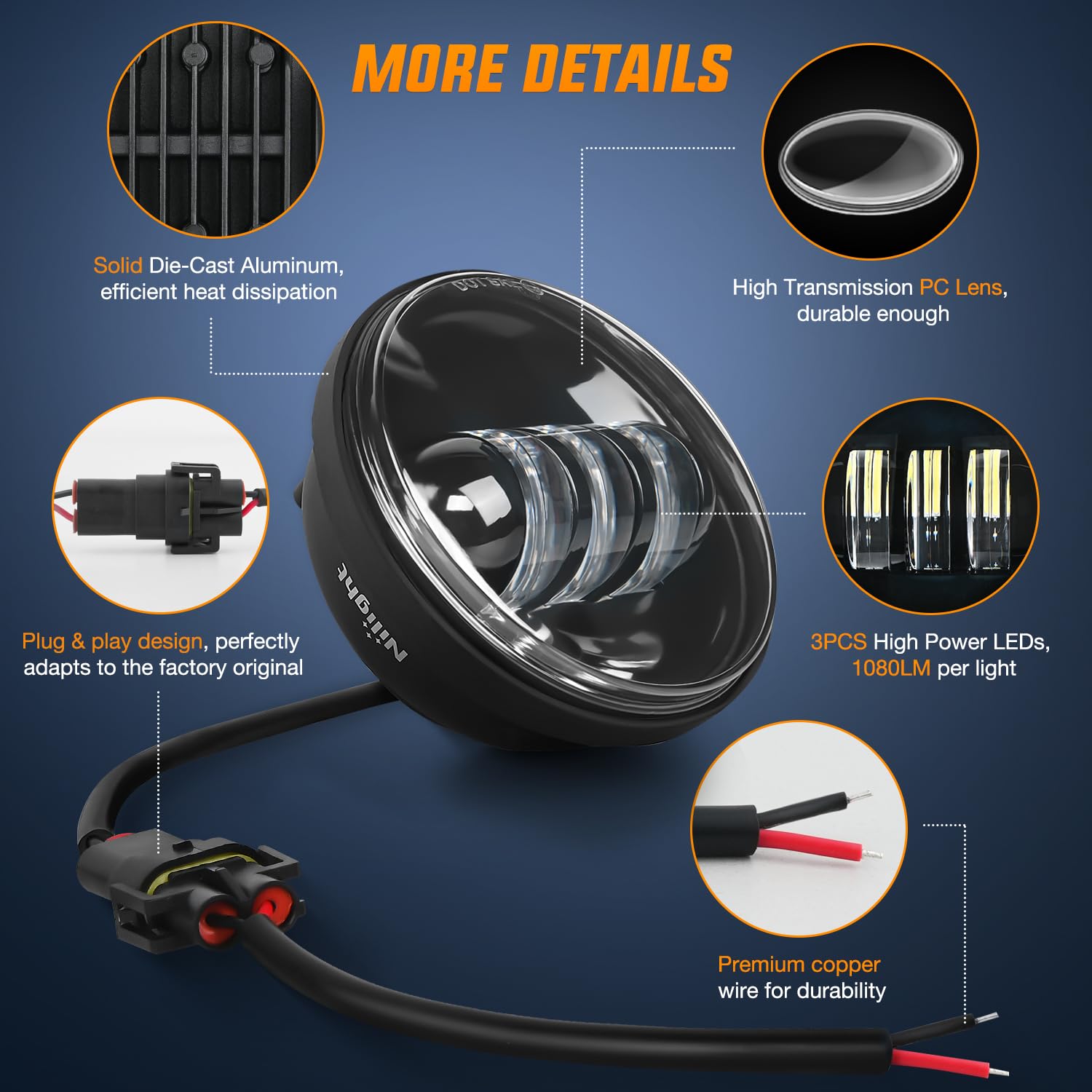 Foto 5 pulgar | Faros Antiniebla Led Nilight Para Motocicleta, 4,5 Pulgadas, Para Harley Davidson - Venta Internacional.