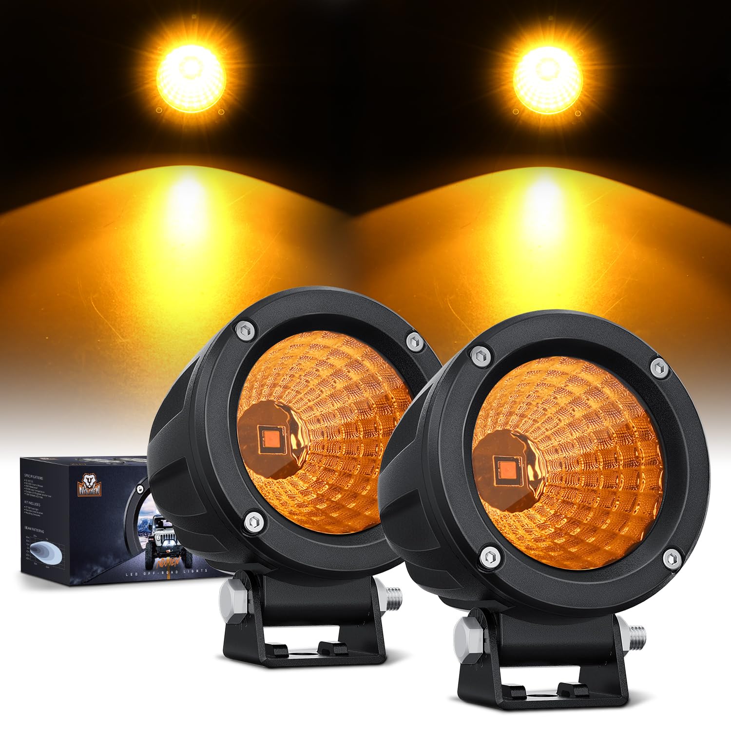 Foto 2 pulgar | Cápsulas De Luz Led Nilight Amber Flood De 3 Pulgadas Para Motocicleta - Venta Internacional.