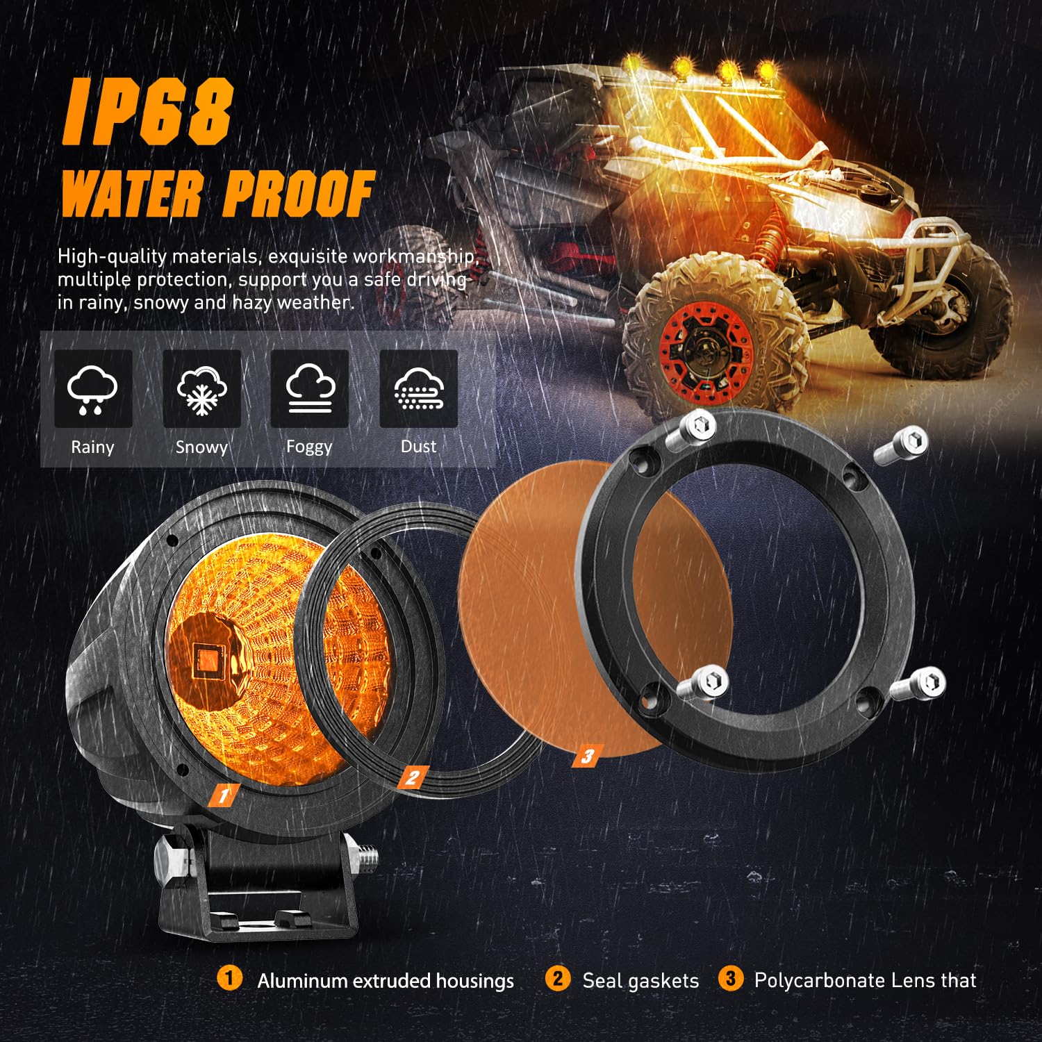 Foto 5 pulgar | Cápsulas De Luz Led Nilight Amber Flood De 3 Pulgadas Para Motocicleta - Venta Internacional.