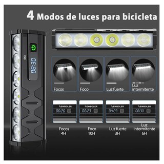 Foto 3 | Luz De Bicicleta Superbrillante De 8000 Lúmenes Y 5000 Mah Eo Safe Imports Esi-18689 Negro