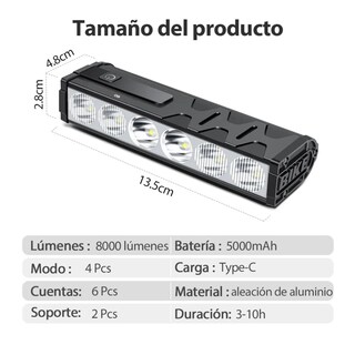 Foto 4 | Luz De Bicicleta Superbrillante De 8000 Lúmenes Y 5000 Mah Eo Safe Imports Esi-18689 Negro