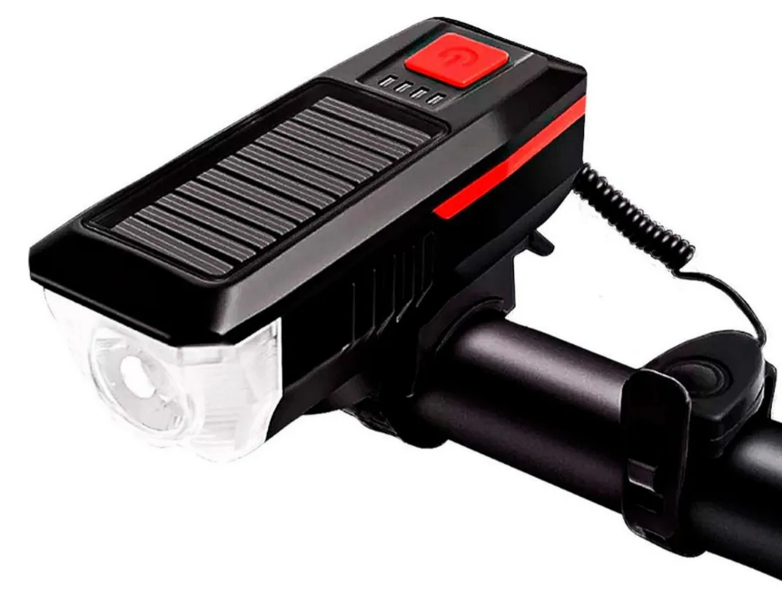 Foto 2 pulgar | Xtellar Luz De Bicicleta Recargable Solar Y Usb Con Bocina Integrada - 2000mah, Negro