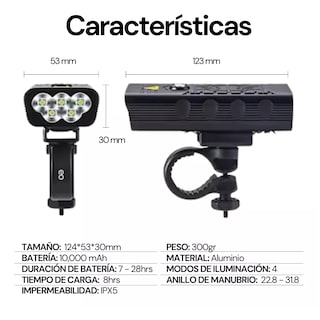 Foto 3 | Language Lampara Para Bicicleta Luz Recargable Eo Safe Imports Esi-13744-1 Negro