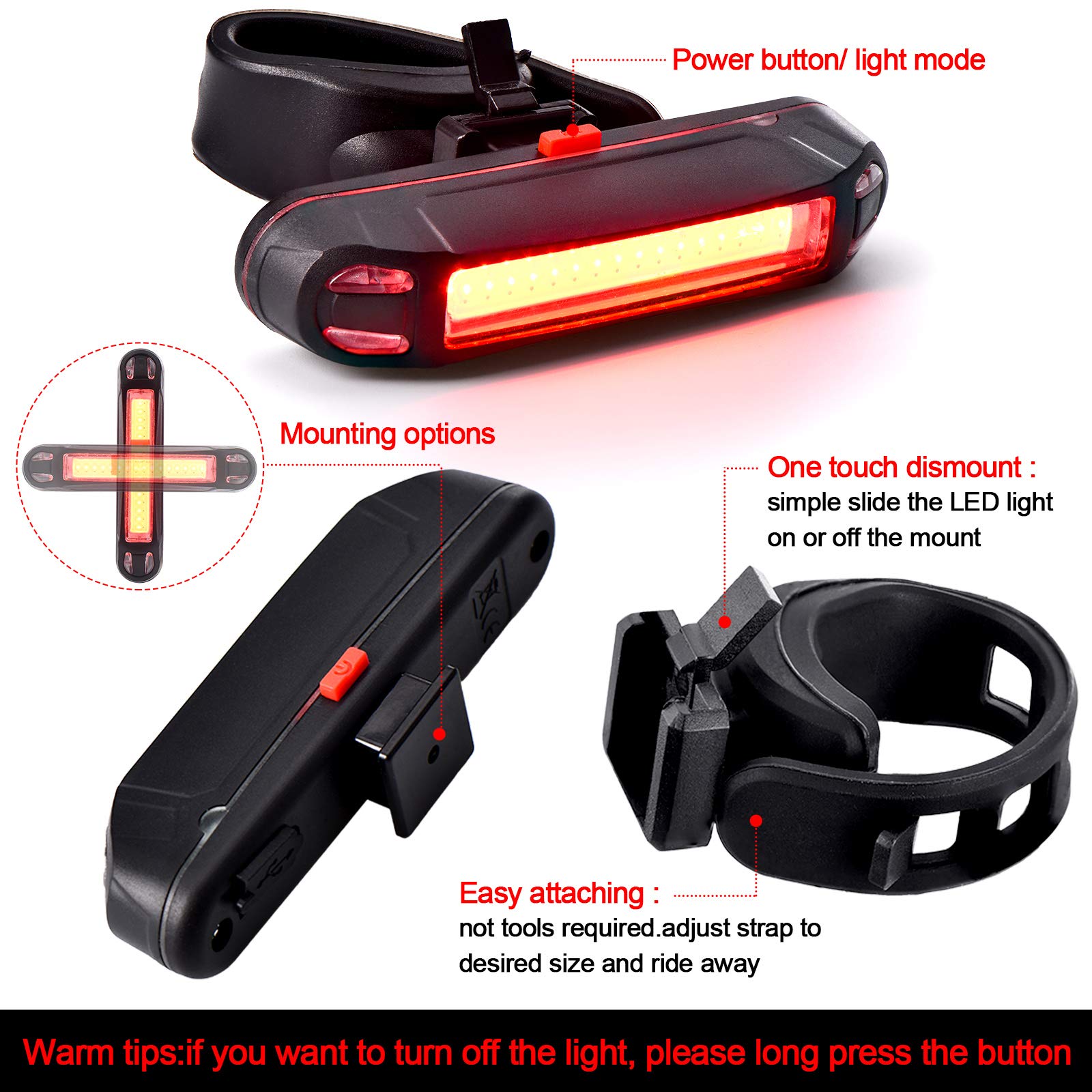 Foto 5 pulgar | Juego De Luces Traseras Para Bicicleta Mudder, Recargable Por Usb, 4 Unidades - Venta Internacional.