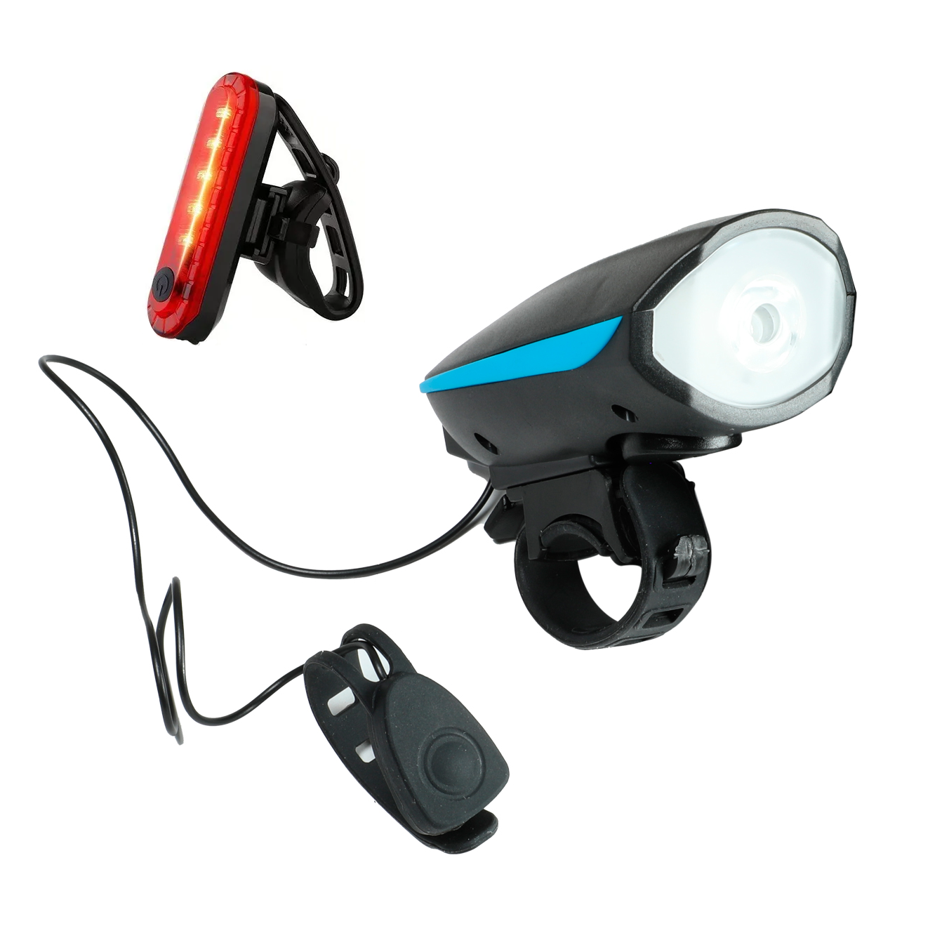 Luz de Bicicleta Recargable Eo Safe Imports ESI-427 color Negro Delantera y Trasera