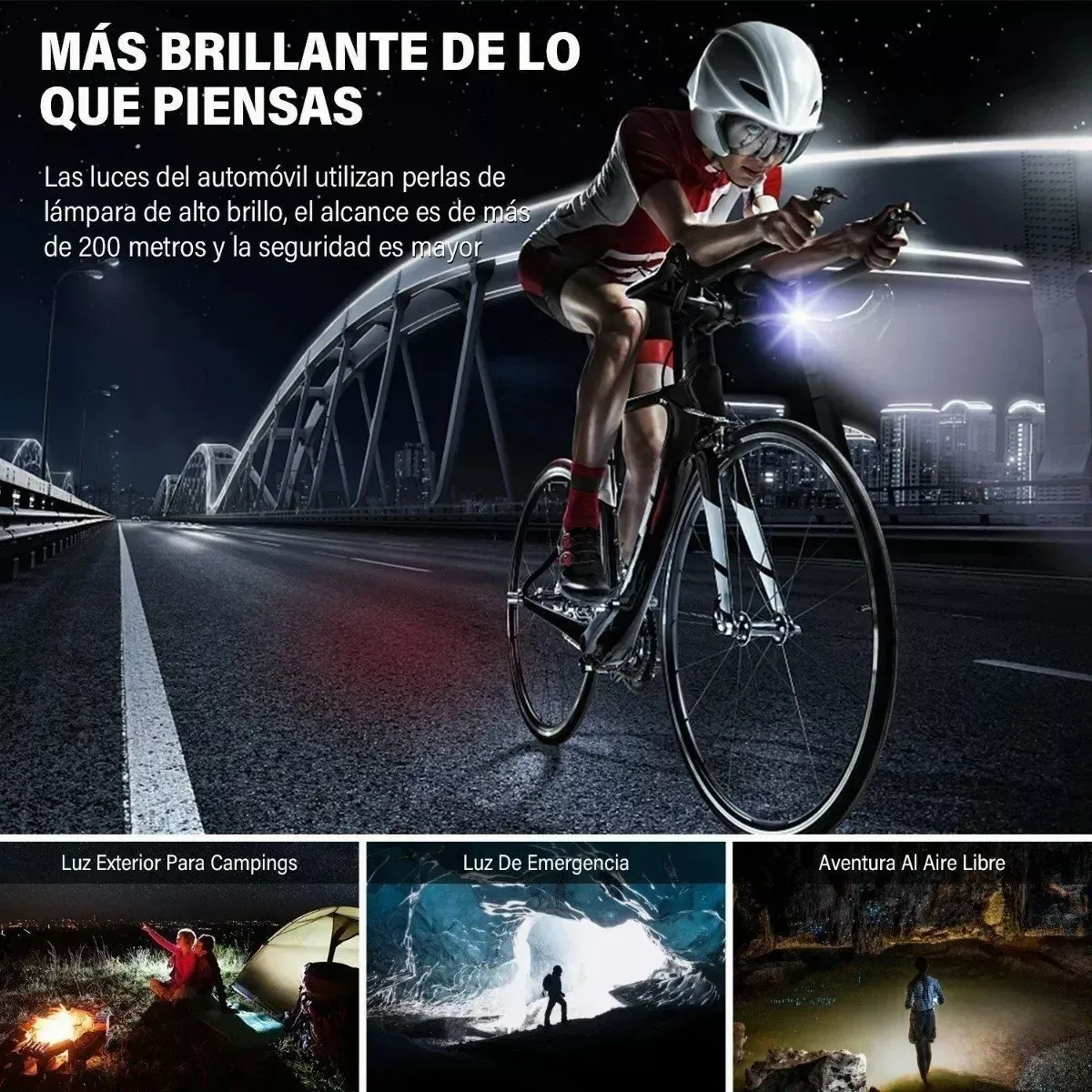 Foto 4 | Luces Delantera y Trasera de Bicicleta a Prueba de Lluvia Eo Safe Imports Esi-4842 Negro